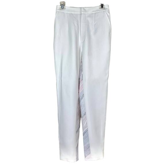 Salisa White Trouser Pants with Stripe Panel Large - Picture 1 of 8